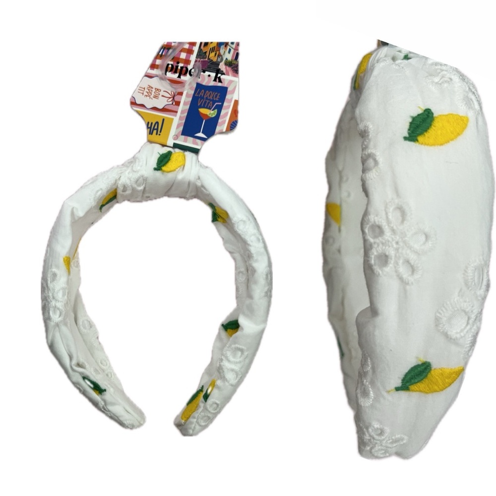 NWT ⚜️🍋⚜️ Piper K Gorgeous Satin Lemon Print Headband - Picture 3 of 11